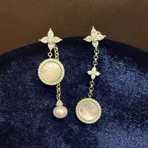 APM Monaco Silver & Pearl Drop Earrings